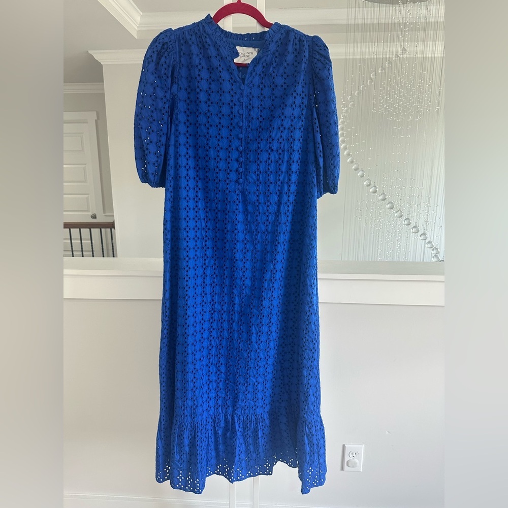 Tuckernuck Hyacinth House Vibrant Blue Eyelet Midi Dress - Picture 6 of 8
